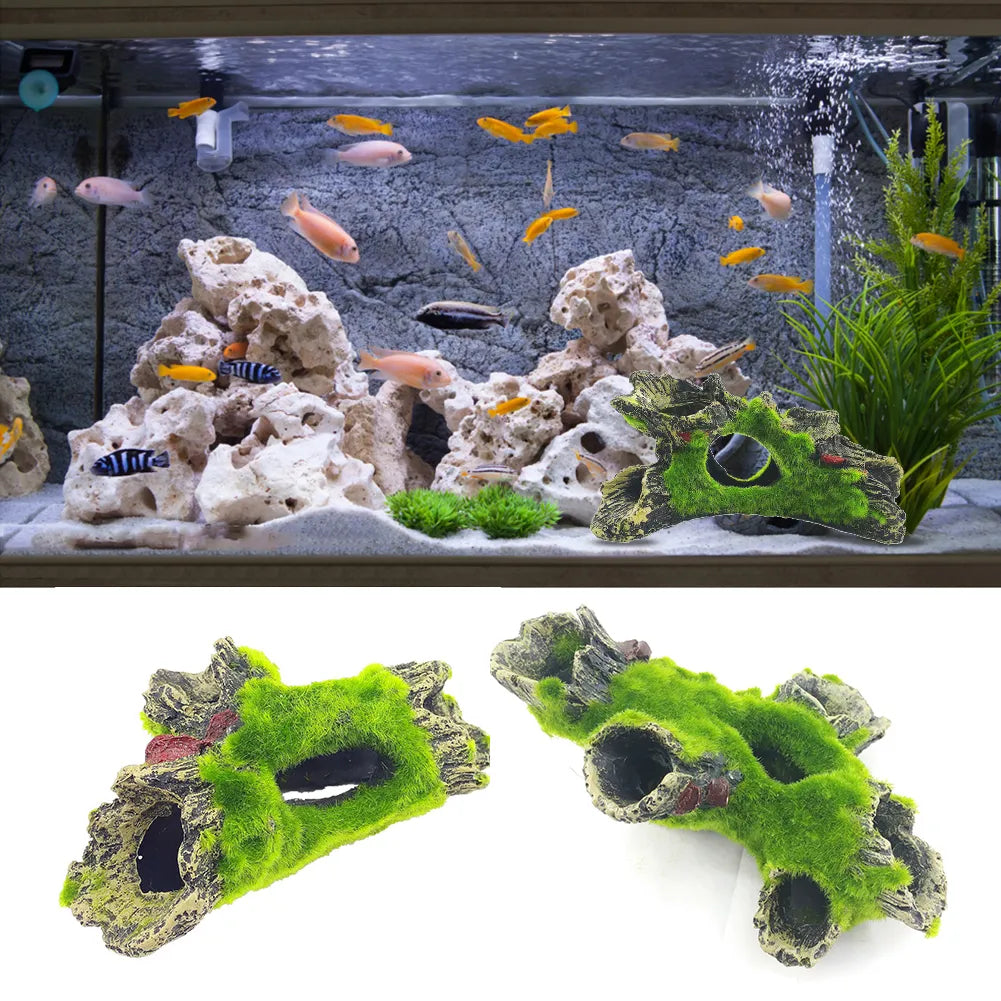 Moss Tree House Resin Aquarium Decoration