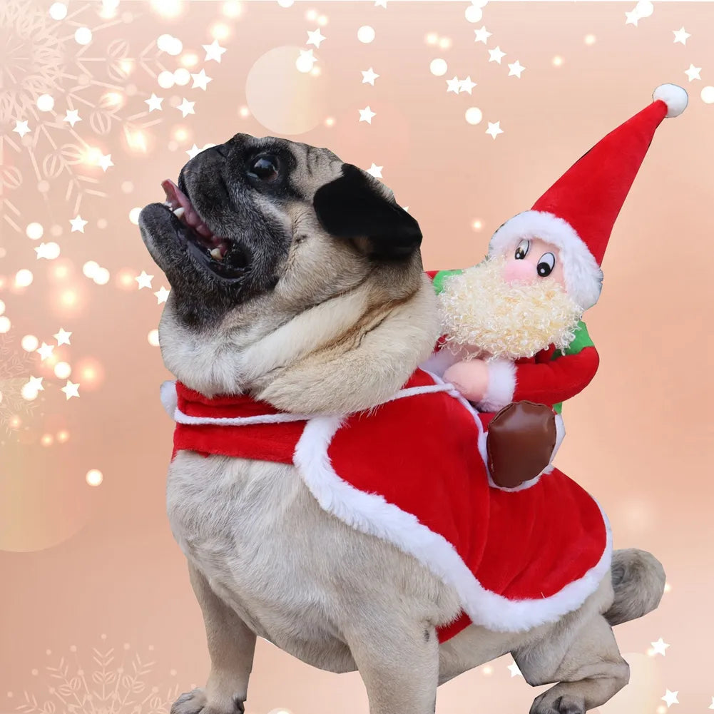 Christmas Dog Costume: Santa Riding